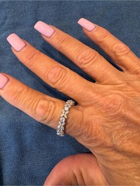Sparkling Diamond Eternity Ring in Silver - Women Jewelry